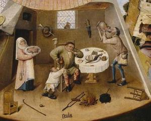 Hieronymus Bosch - The Seven Deadly Sins, Gluttony, inner roundel detail c.1480